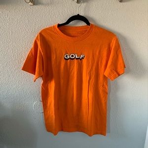 Size S, orange “GOLF” logo shirt. Dead stock
